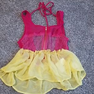 Pink and yellow crop top
